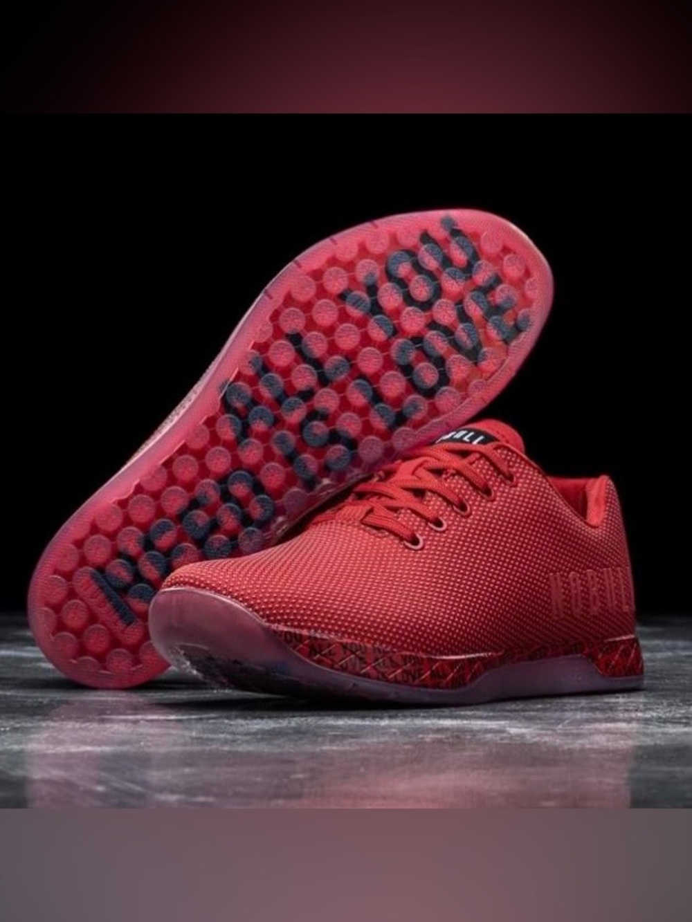 NOBULL Trainer Shoes, All You Need Is Love Collection, Red, Size Women’s 7.5